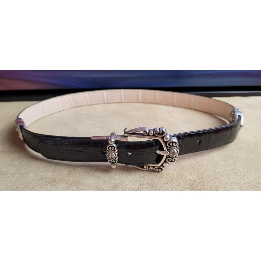 BRIGHTON Women's Blush & Black Reversible Belt Leather Size 30 M, Vintage